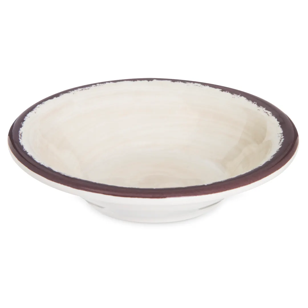 Carlisle 5401853 Mingle™ Fruit Bowl, 5" Diameter, 4.5 Oz, Beige Melamine, Swirl Design, Stackable