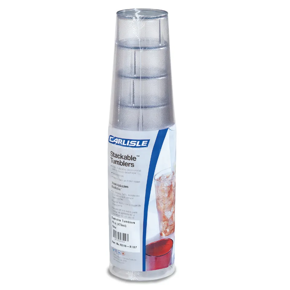Carlisle 5506-8107 Clear Tumbler, 9-1/2 oz, Textured, SAN Plastic, BPA Free - 12/Pack