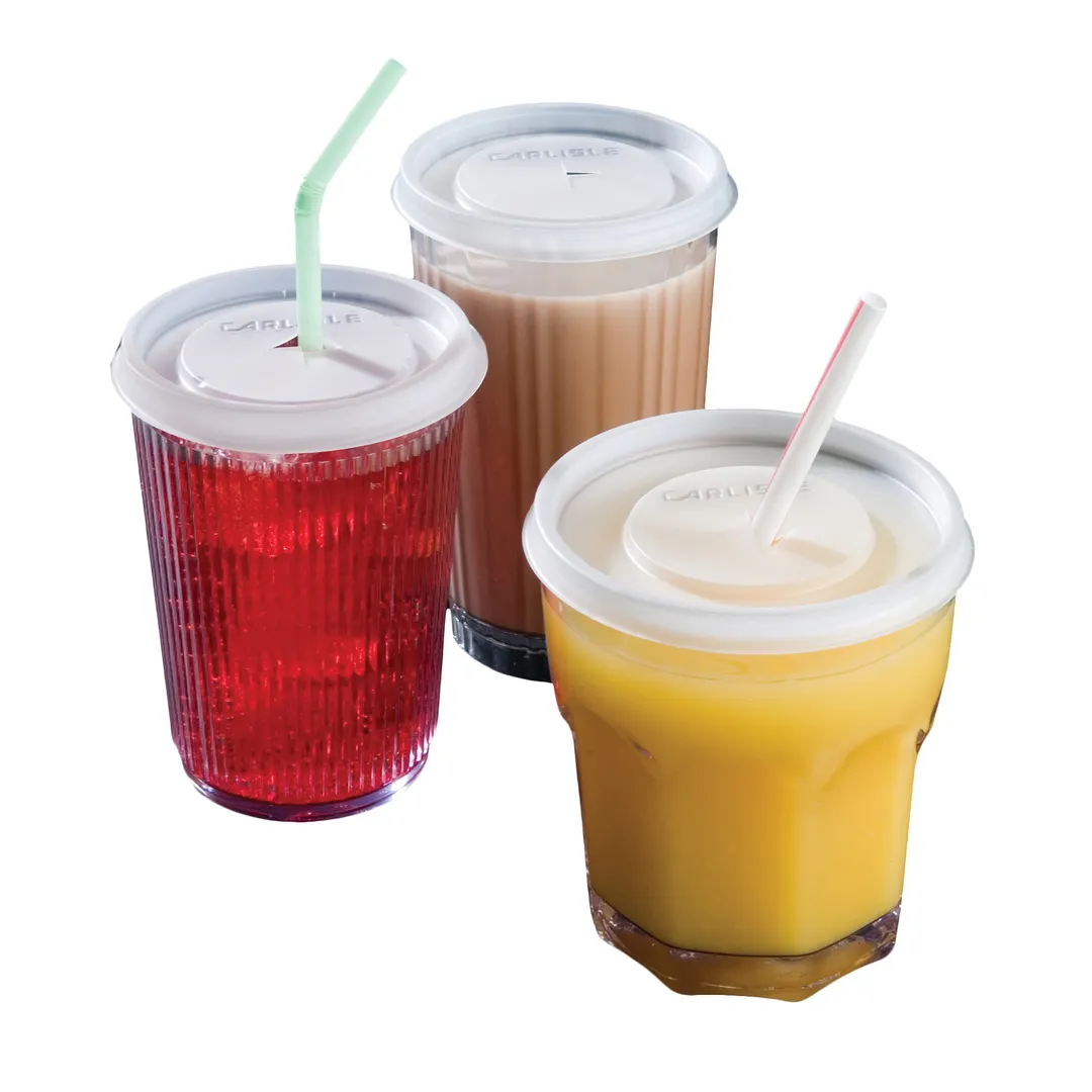 Carlisle 5506L30 Disposable Lid - Translucent 9-1/2 oz. Tumbler, Slotted Polystyrene - 200/Case