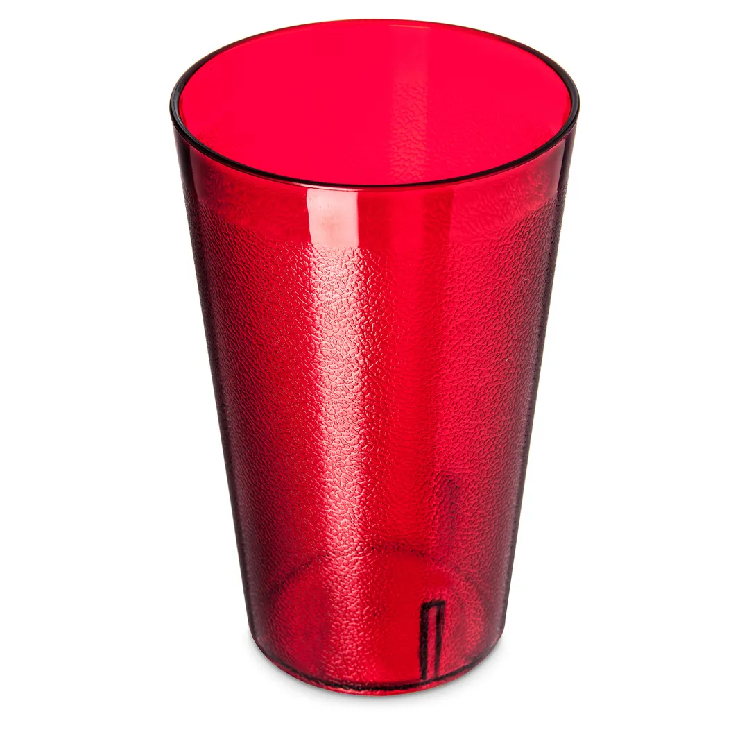 Carlisle 553210 32oz Stackable Tumbler, Textured Red, BPA‑Free SAN, 1 Qt, Dishwasher Safe