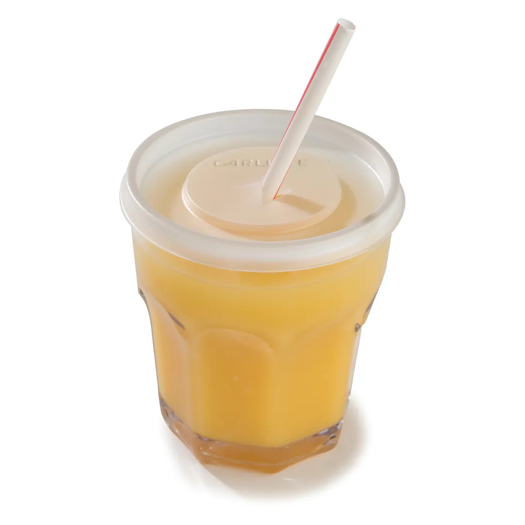 Carlisle 5812L30 Translucent Polystyrene Lid, 12 oz Louis Tumbler Fit, Straw Slotted, 36/Case