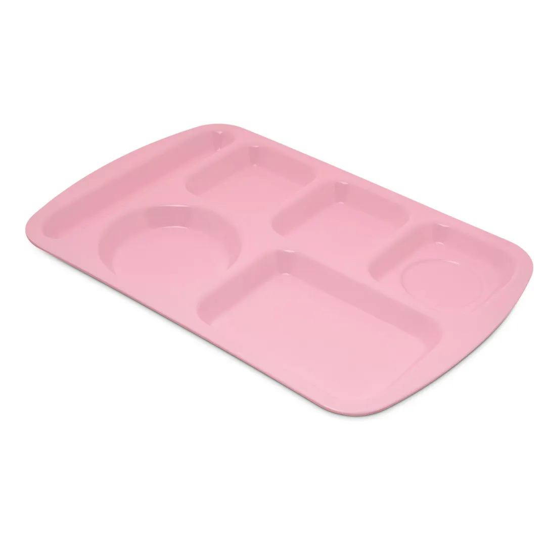Carlisle 586500 - Left Handed 6-Compartment Melamine Tray, 14.5" x 10", Green, Dishwasher Safe
