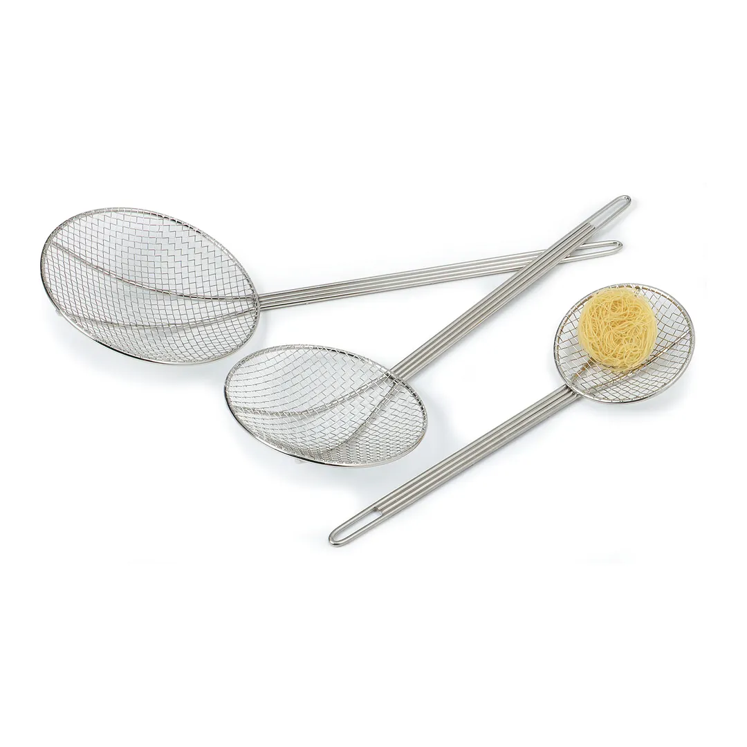Carlisle 601528 Skimmer, 8" dia. bowl, 22" long, Nickel-Plated Steel, Mesh, Heavy-Duty
