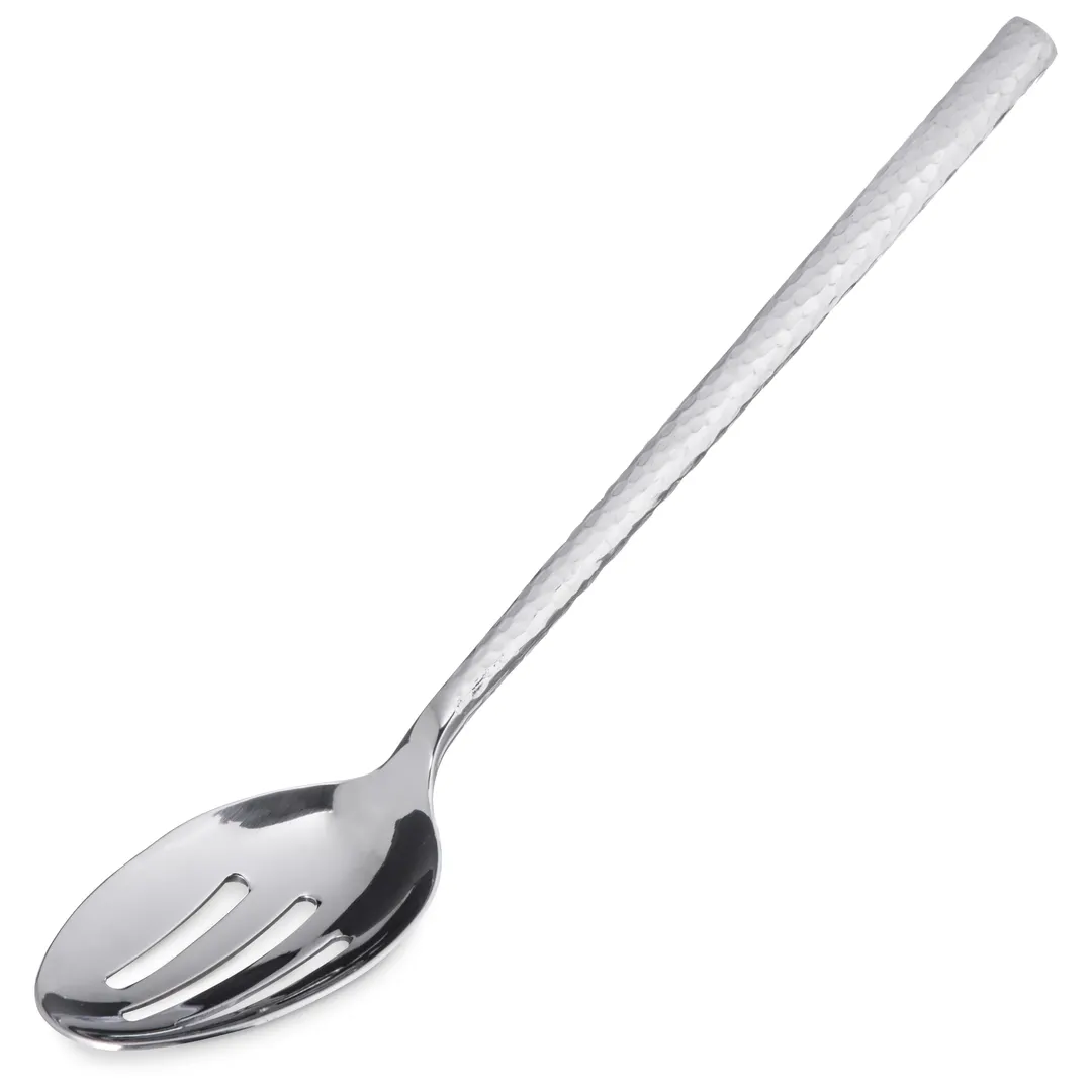 Carlisle 60201 Terra™ Serving Spoon, 12"L, Slotted, Stainless Steel, Hammered Mirror Finish