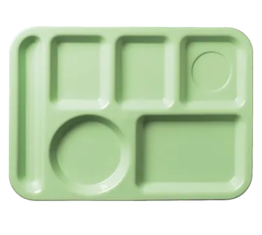 Carlisle 61409 Green ABS Tray, 13‑7/8" L × 9‑7/8" W, 6‑Comp, NSF‑Approved, Dishwasher Safe