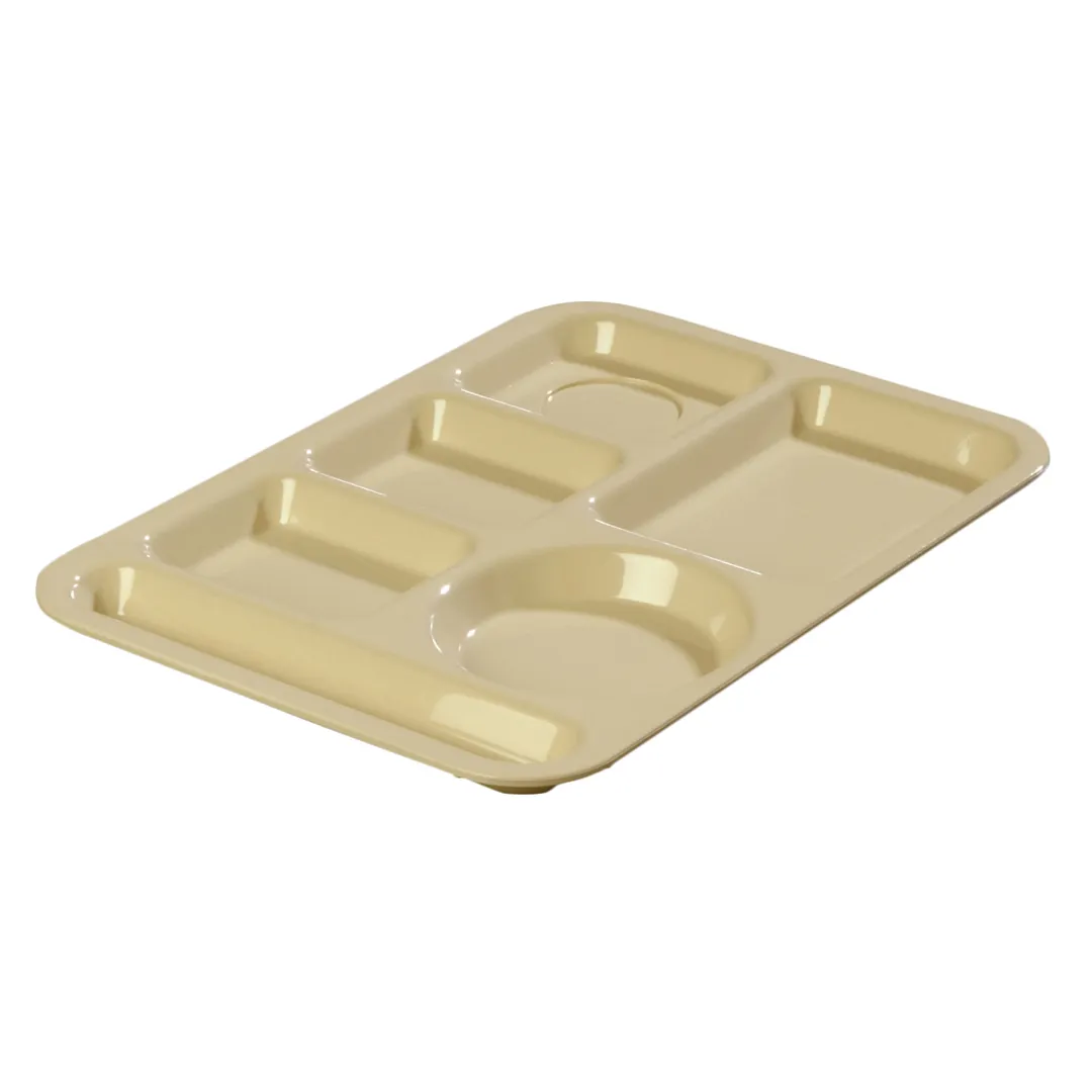 Carlisle 61425 Left-Handed 6-Compartment Tray, 13-7/8" x 9-7/8" ABS Plastic, Tan, NSF