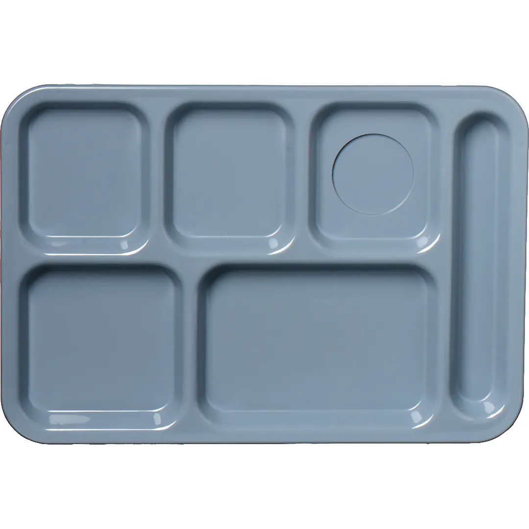 Carlisle 61459 Left 6-Compartment Tray, 13-7/8" x 9-7/8" Slate Blue ABS, NSF, Stain‑Scratch Resistant