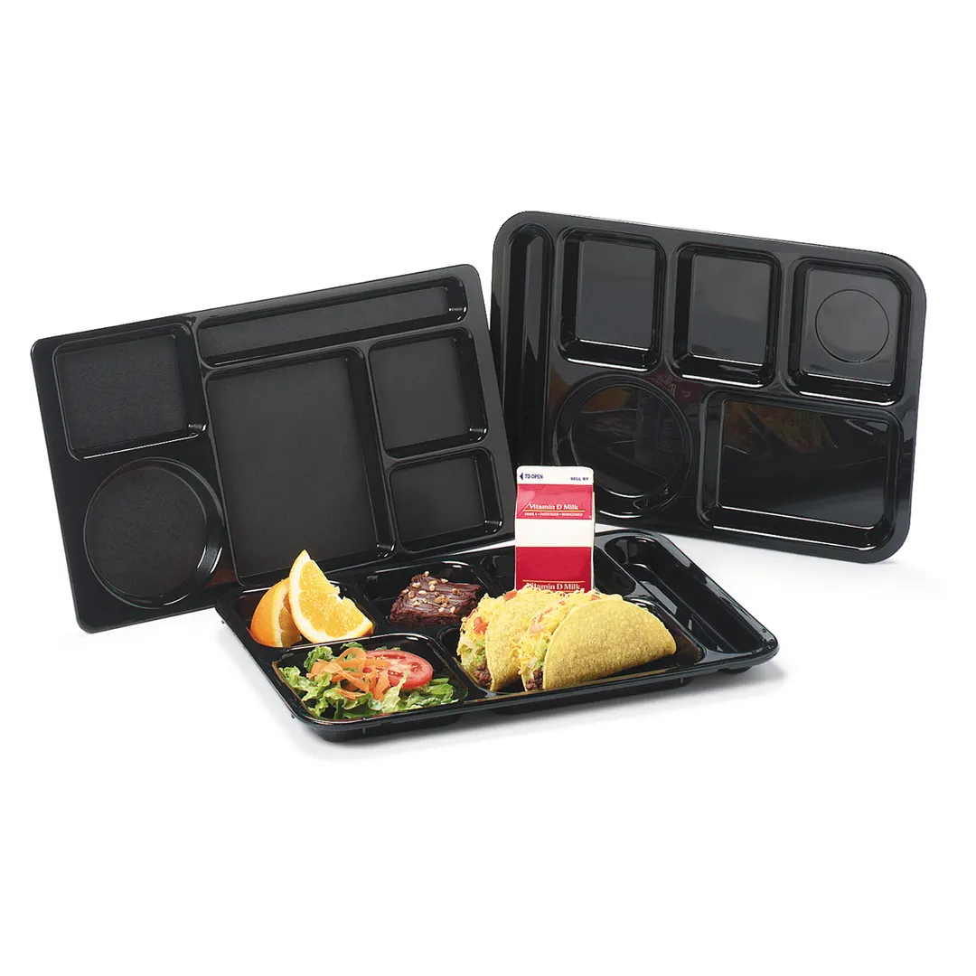 Carlisle 614R05 - 6-Comp Rectangular ABS Tray, 14-3/8" L x 10" W, Red, Dishwasher Safe, NSF Approved
