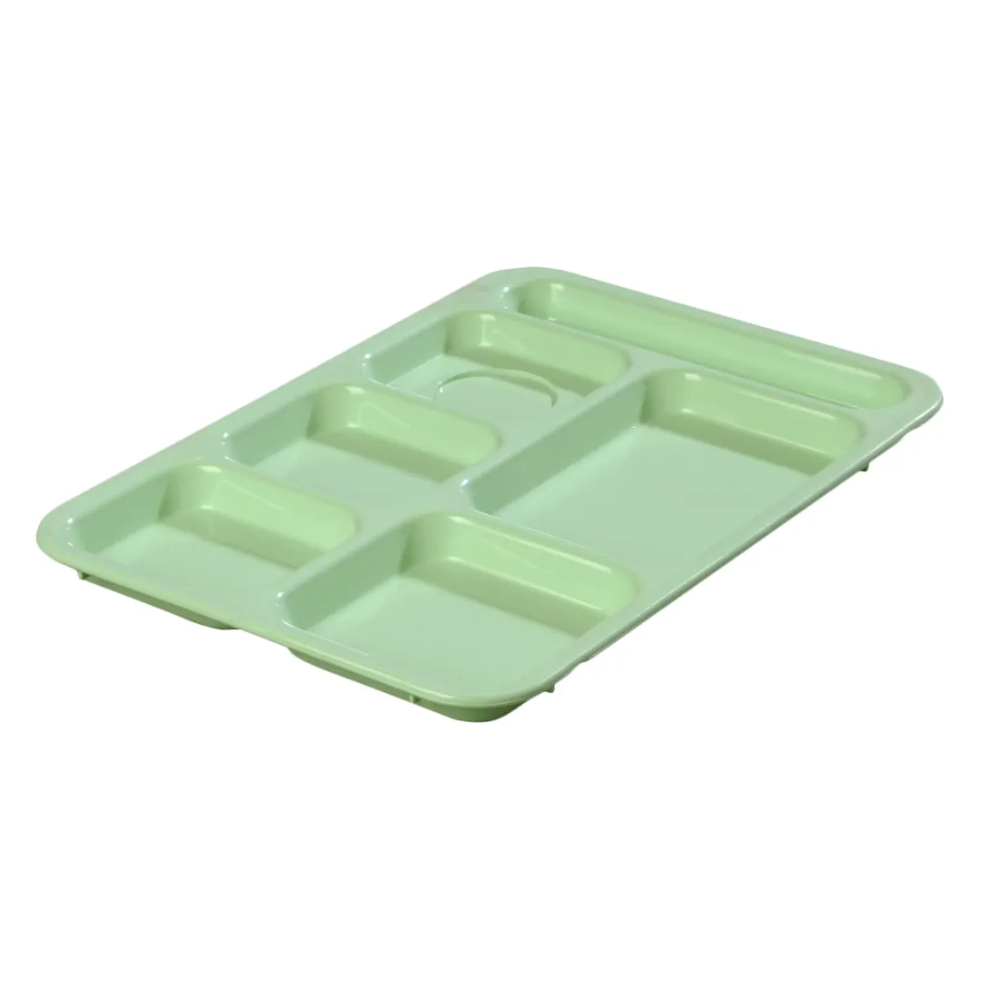 Carlisle 614R09 Right-Hand 6-Compartment Tray, 14-3/8" L x 10" W, Green ABS Plastic, NSF