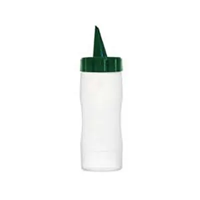 Carlisle 71276 Squeeze Oil/Sauce Bottle, 12 oz, Clear, Green Cap, Dishwasher Safe, Translucent