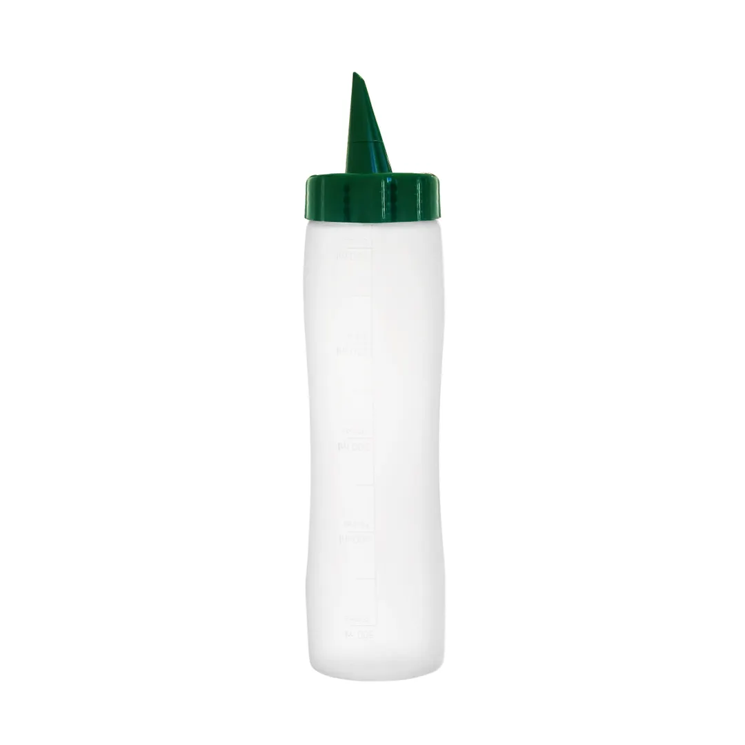 Carlisle 71277 - 17oz Clear Translucent Squeeze Oil/Sauce Bottle, Green Cap, Dishwasher Safe