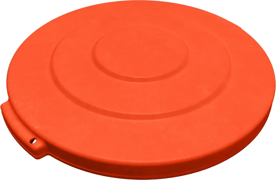 Carlisle 84101124 Bronco Trash Can Lid, 1-1/2" H x 16" Dia, Orange Poly, NSF Certified, 10‑Gallon