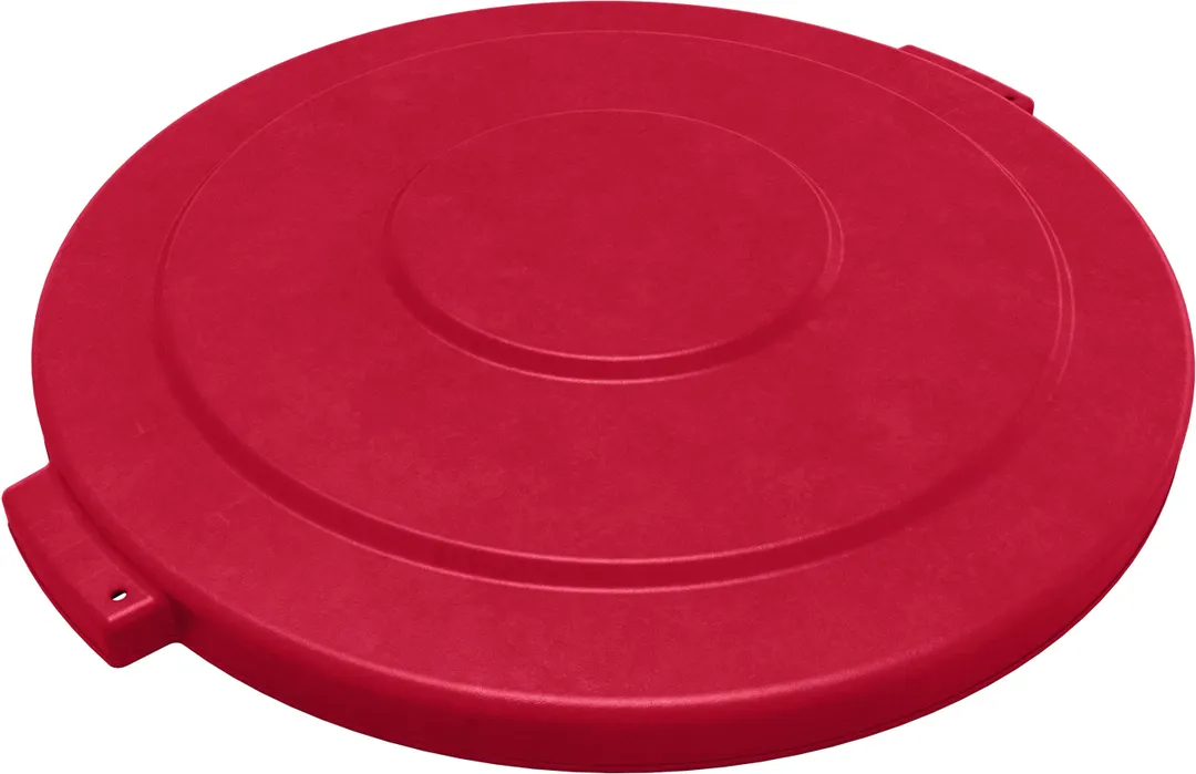 Carlisle 84102105 Lid, Red Poly, 1‑22/25" H x 19‑4/5" Dia., 20‑Gallon, Tab Locks, NSF, Made in USA