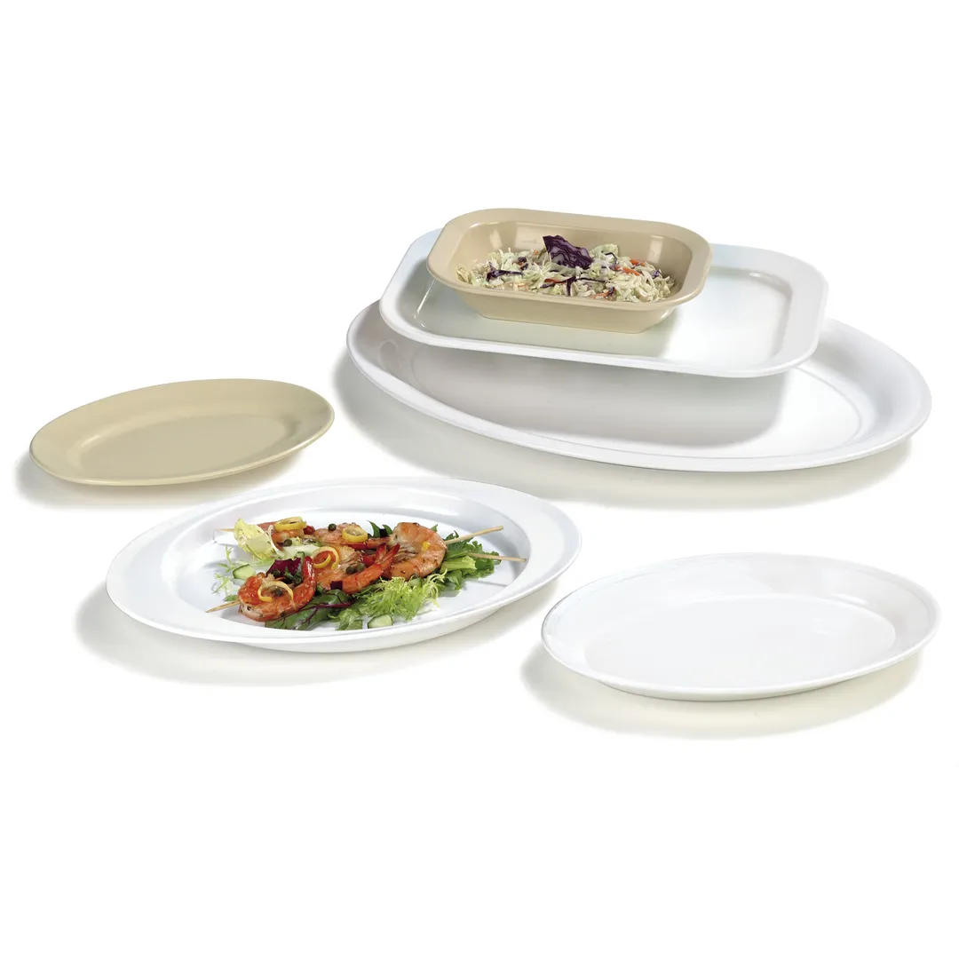 Carlisle ARR12002 Oval Melamine Serving Platter, 12" L x 8-1/2" W, White, Dishwasher Safe, NSF