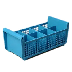 Carlisle C32P114 - OptiClean™ Perma-San™ Flatware Basket, Half-Size 17-1/16" x 7-3/4" x 6-7/8", 8 Compartments, Blue Stain-Resistant Polypropylene, NSF Certified