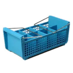 Carlisle C32P214 Flatware Basket 17-1/16" x 7-3/4" x 6-7/8", Blue Polypropylene, Handles, 8 Compartments, NSF