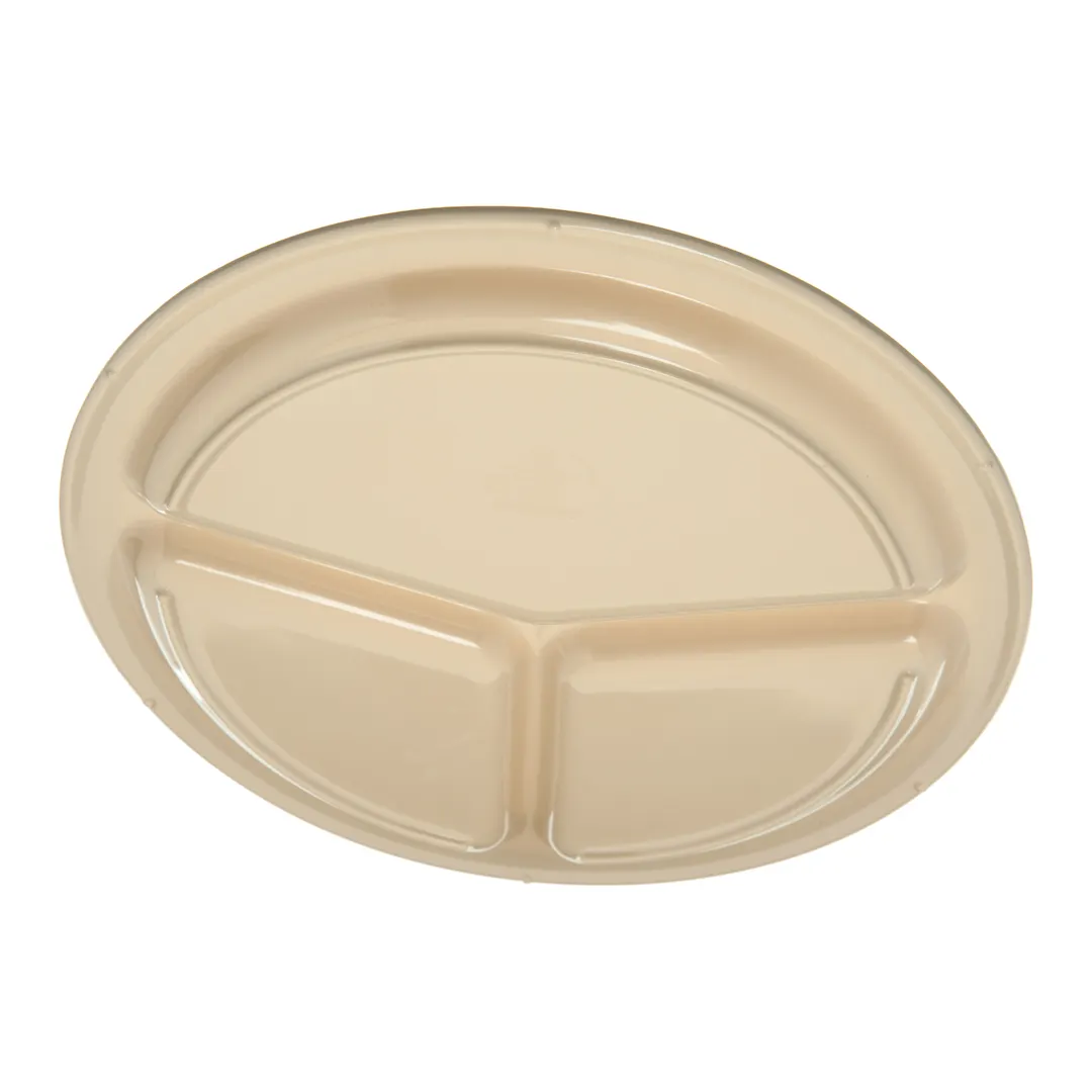 Carlisle KL10225 - 10" Tan Melamine 3‑Compartment Plate, Dishwasher Safe, NSF Certified