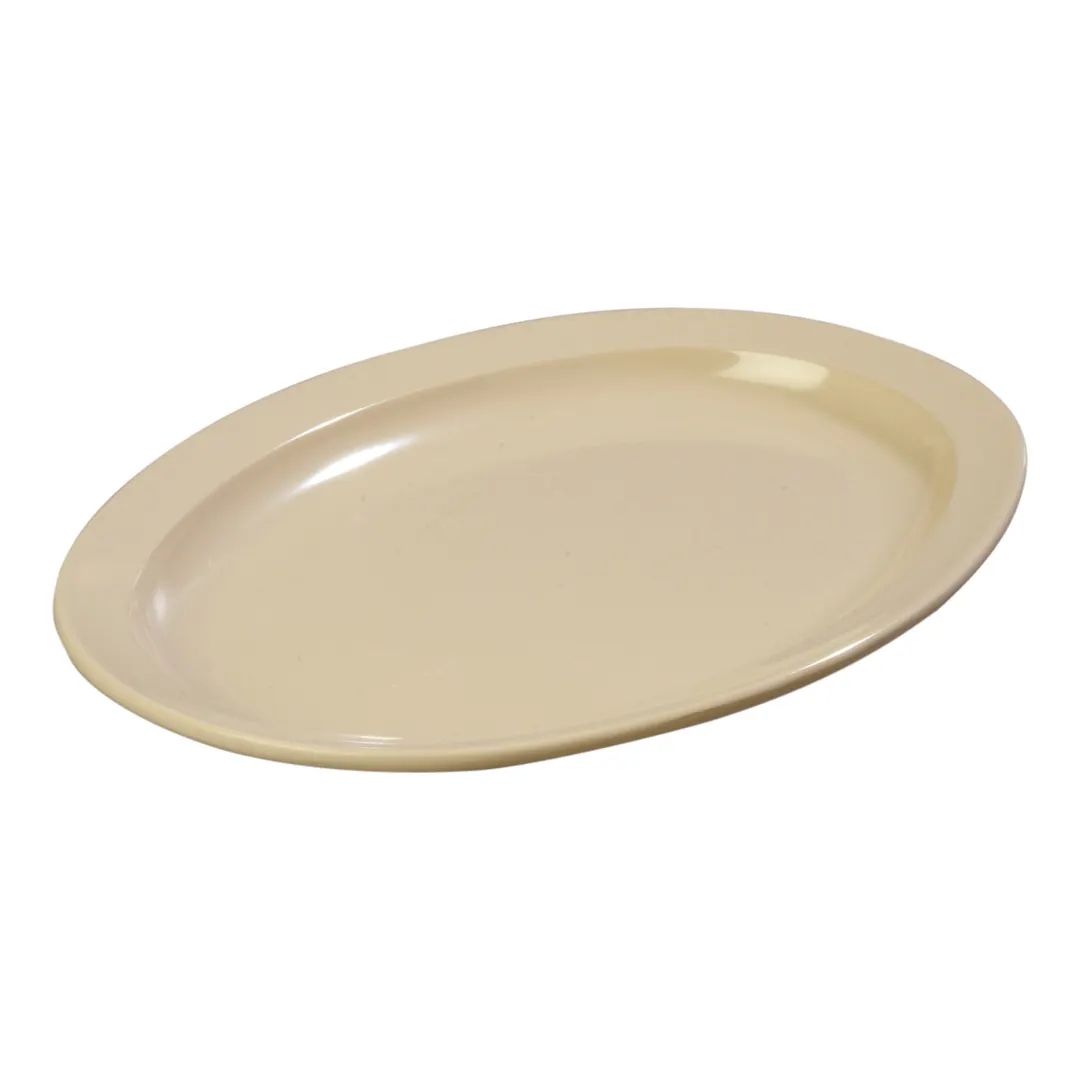 Carlisle KL12625 Tan Oval Melamine Platter 13-1/2" x 9-3/4", Dishwasher Safe, BPA Free, NSF