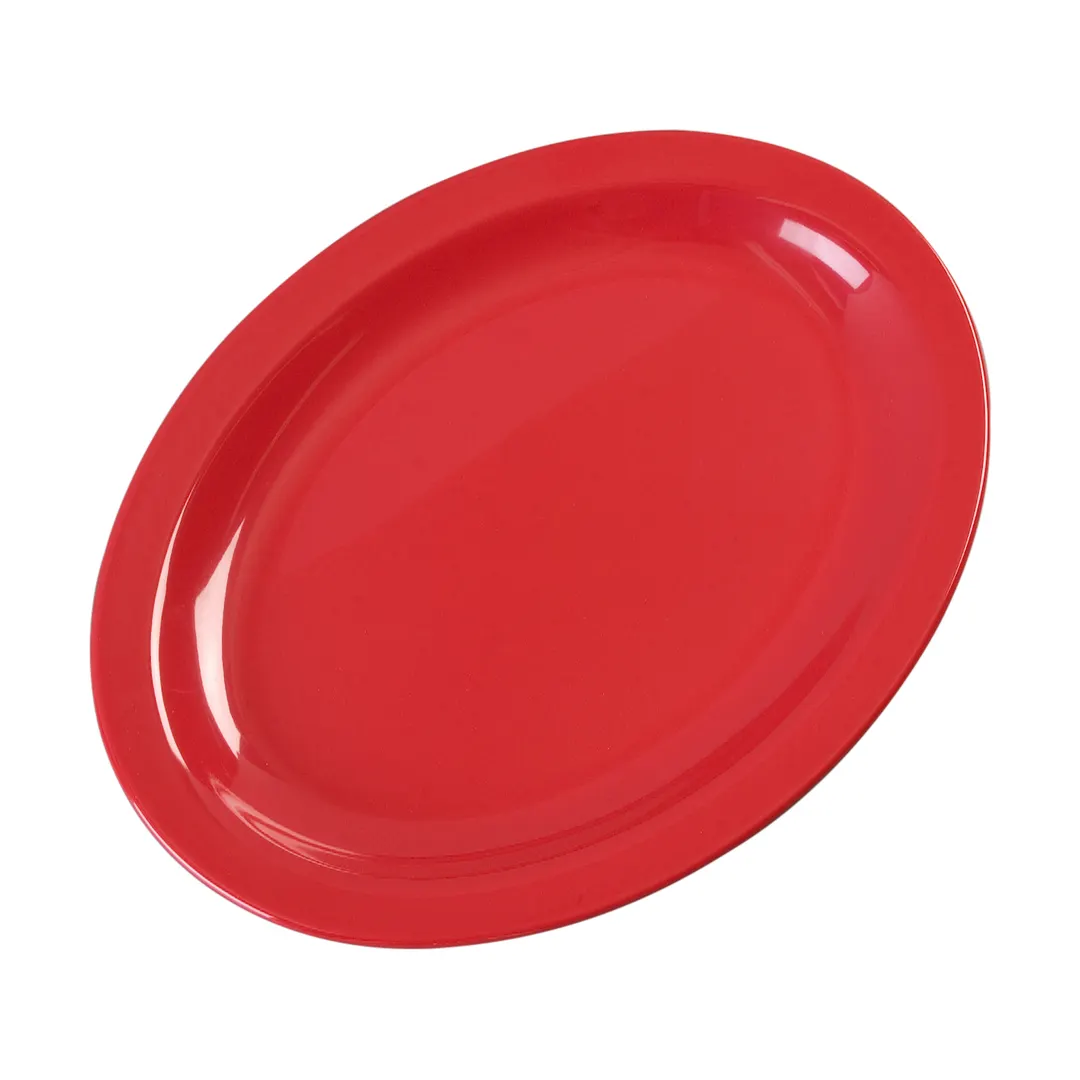 Carlisle KL12705 Oval 12" x 9" Red Melamine Gloss Platter, Dishwasher Safe, 212°F Tolerant