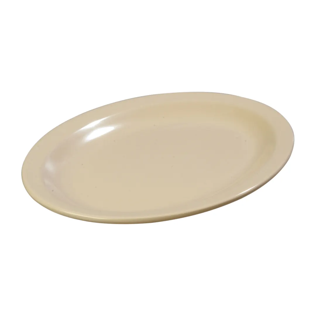 Carlisle KL12725 - 12" Oval Melamine Serving Platter, Tan, 212°F Safe, Dishwasher‑Proof, 12" x 9"