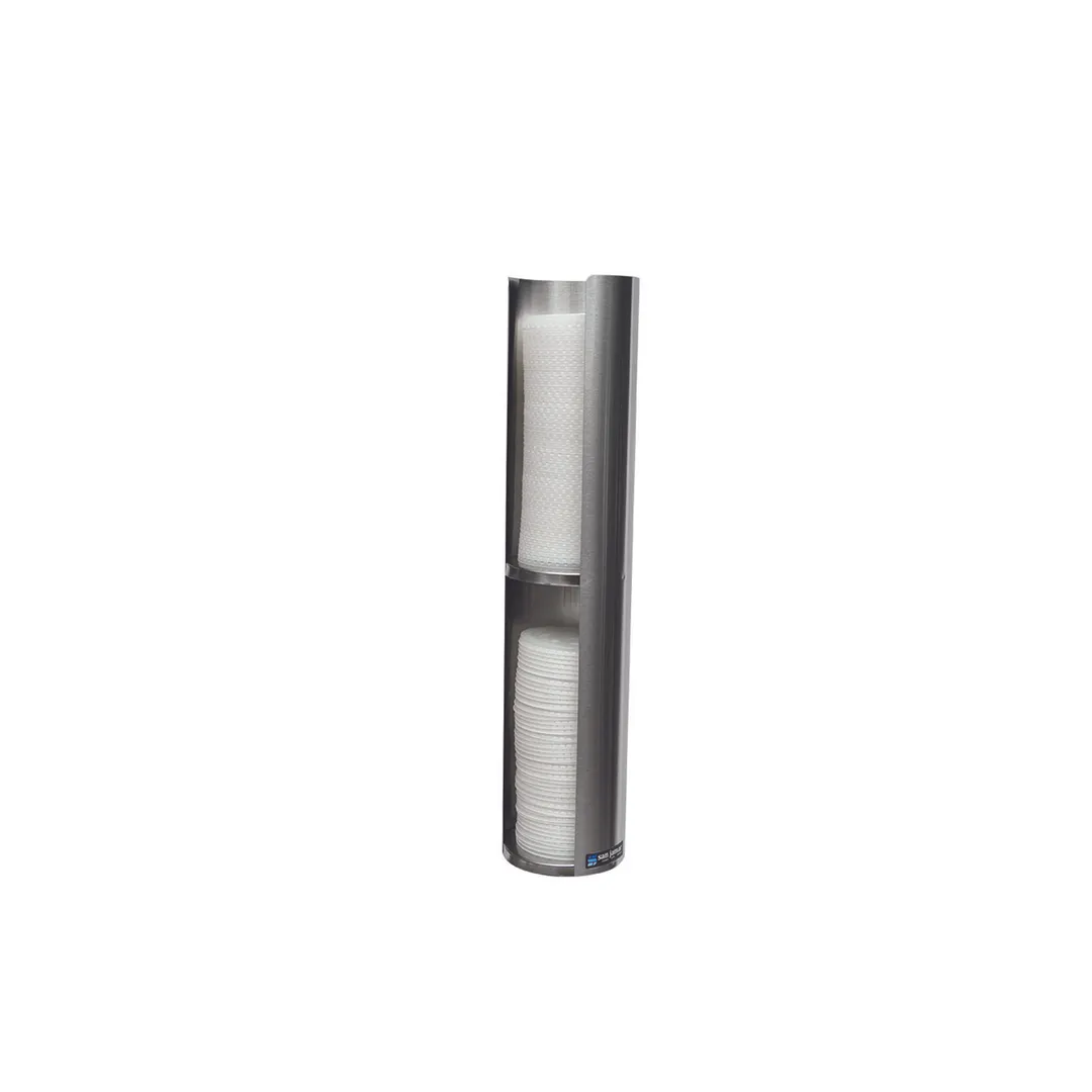 Carlisle L3502 Wall Mount Lid Dispenser, 23" Tube, Dual Section, 1/2 Capacity, 304 Stainless Steel