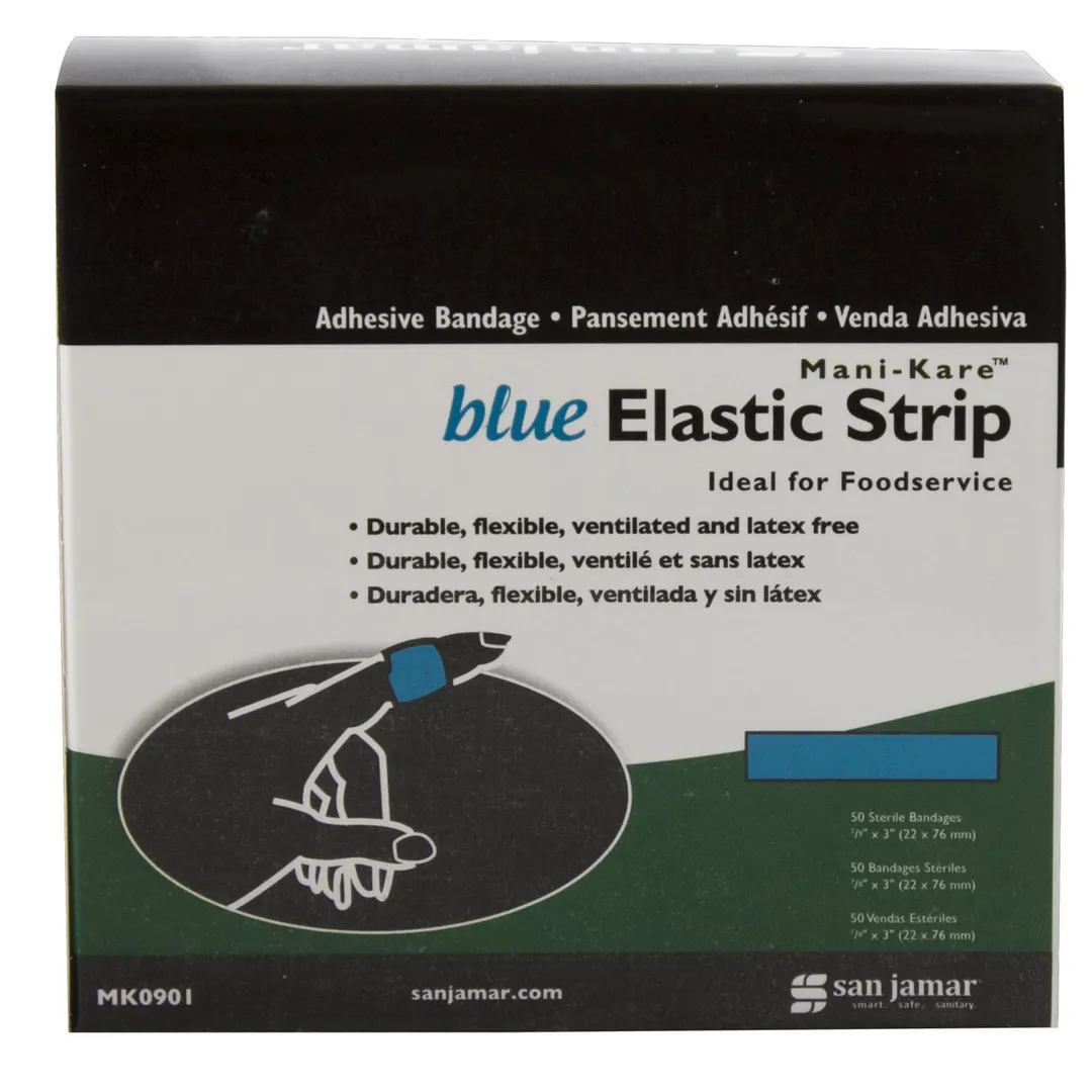 Carlisle MK0901 - San Jamar Mani‑Kare Bandages, 3" x 7/8" Strip, Flexible Cloth, Blue - 1/Pack