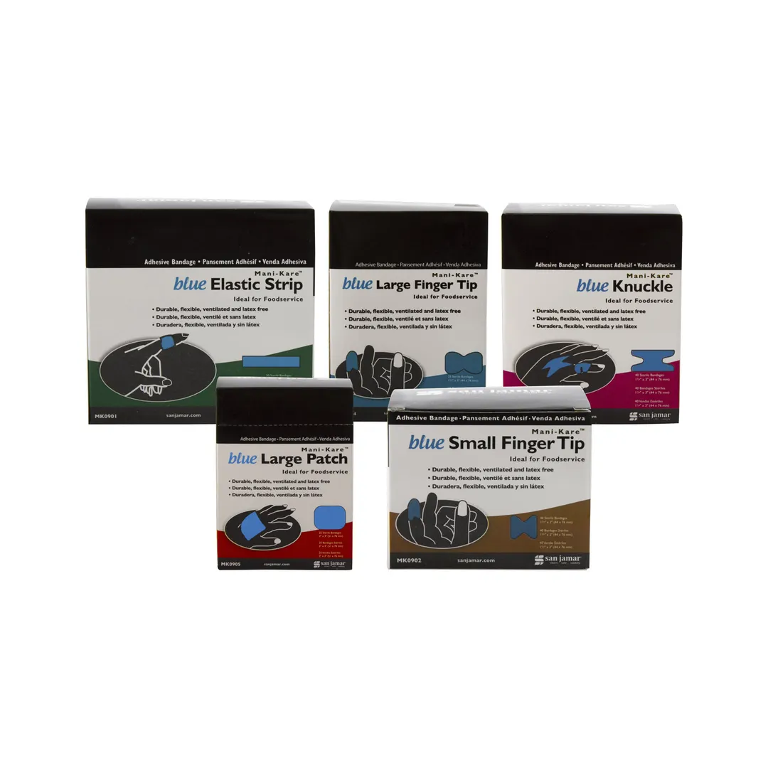 Carlisle MK0906 San Jamar Mani‑Kare Bandages Kit – Assorted Boxes MK0901‑MK0905, Flexible Cloth, Blue