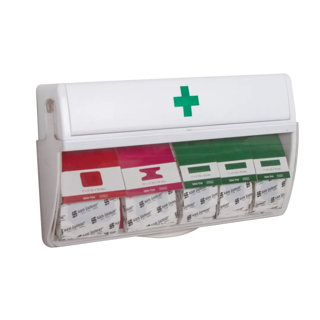 Carlisle MKBD100 - San Jamar Bandage Dispenser, Blue Bandages, 10‑Large Patch, NSF Certified