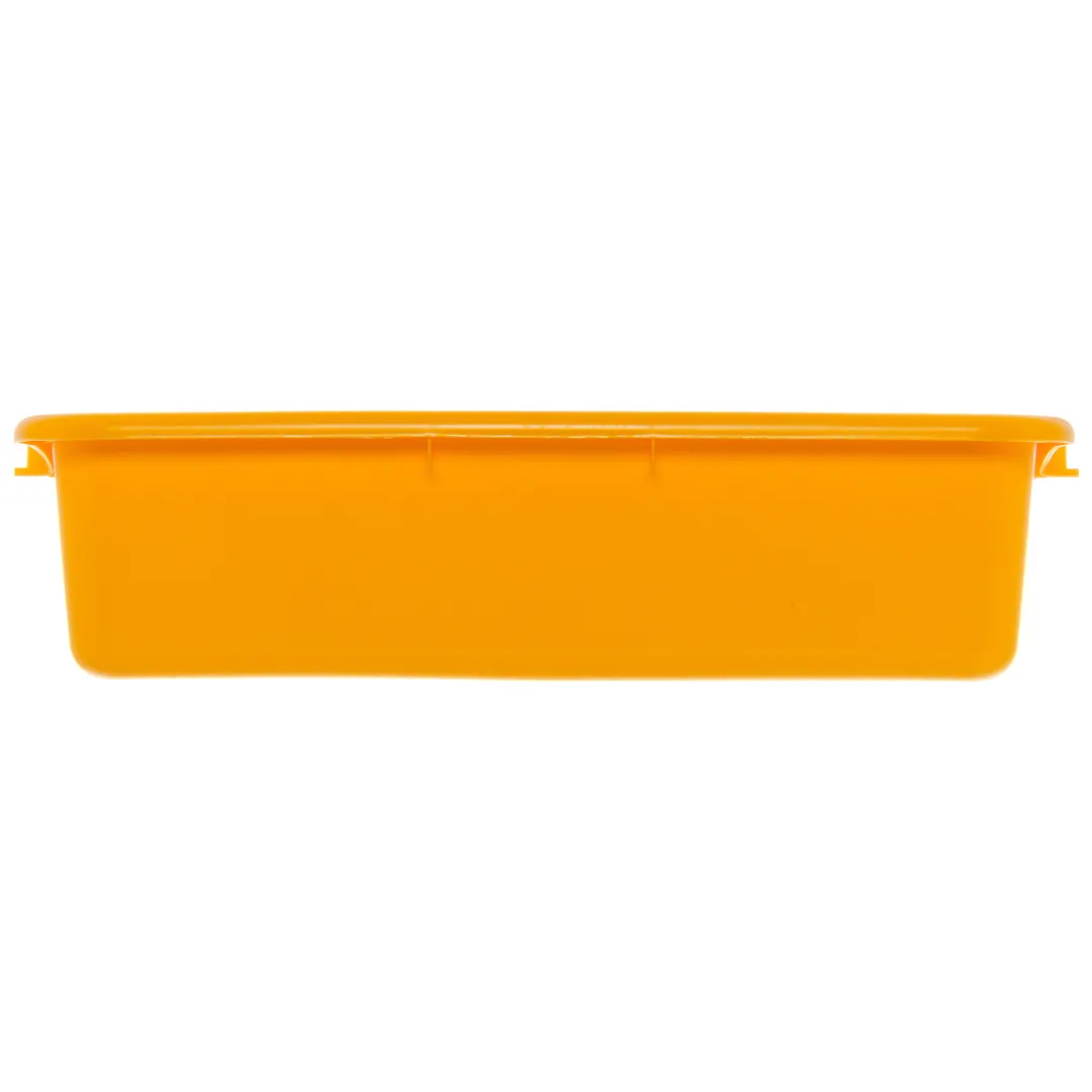 Carlisle N4401004 Curve™ Stackable Tote Box, 20" L x 15" W x 5" H, Yellow HDPE, HACCP Zone, NSF Certified