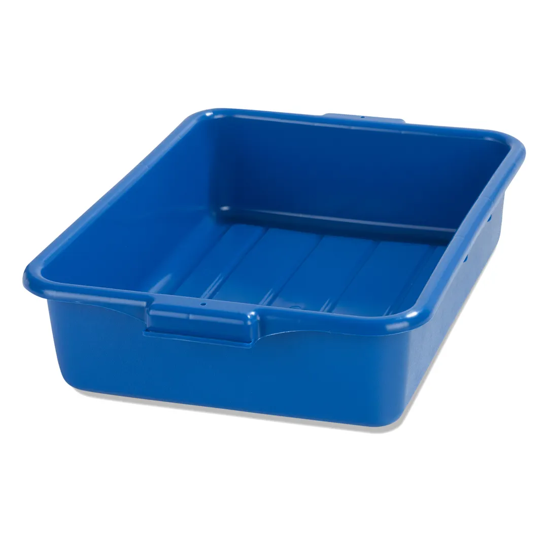 Carlisle N4401014 Comfort Curve™ Tote Box, 20" L x 15" W x 5" H Blue Polyethylene, 1‑Compartment, Stackable with Reinforced Rim and Handles, NSF Certified