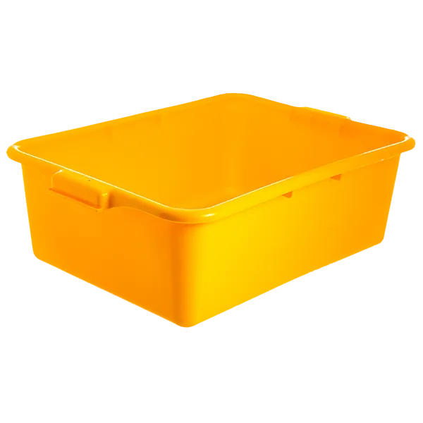 Carlisle N4401104 Comfort Curve™ Tote Box, 20" L x 15" W x 7" H, Yellow High‑Density Polyethylene, 1‑Compartment, Stackable with Reinforced Rim and Ergonomic Handles, NSF Certified for HACCP Zone Use