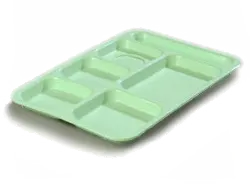 Carlisle P614R09 - Green 6‑Compartment Rectangular Tray, 14‑3/8" L x 10" W, Polypropylene