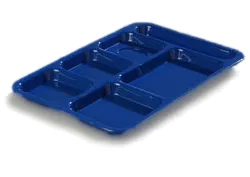 Carlisle P614R14 Right‑Hand 6‑Compartment Tray, 14‑3/8" x 10", Blue Polypropylene, NSF