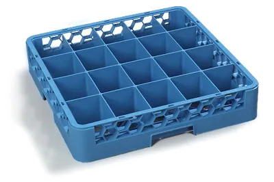 Carlisle RC2014 Dishwasher Cup Rack, 20‑Compartment Blue PP, 3‑1/4" Height, Tilted 2.70" Design, Double‑Wall