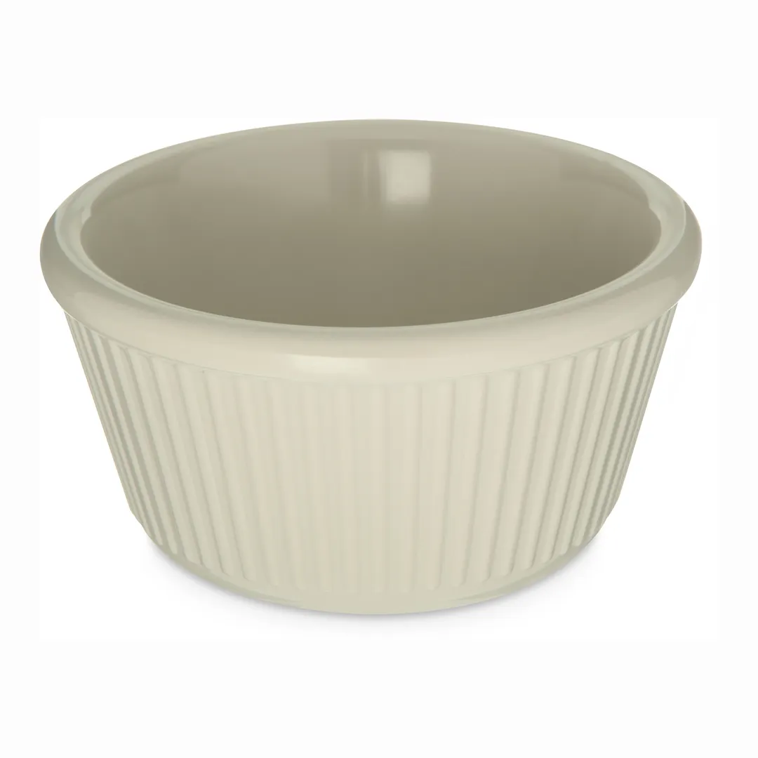 Carlisle S29142 - 4 Oz Plastic Ramekin, 3‑3/8" Diameter, Bone Melamine, Dishwasher Safe, Stackable
