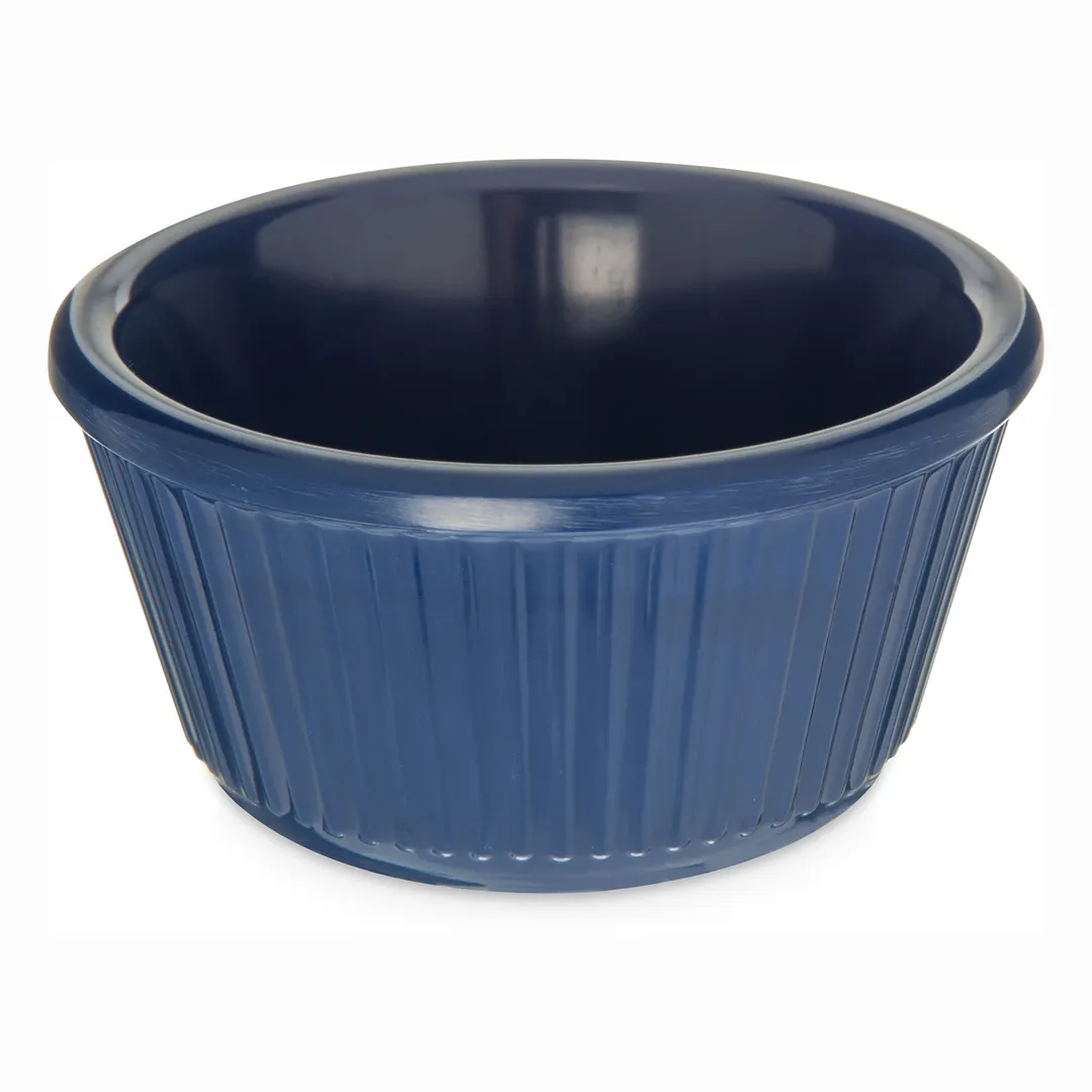 Carlisle S29160 - 4 Oz Ramekin, 3‑3/8" Diameter, Fluted Cobalt Blue Melamine, NSF Certified, BPA‑Free