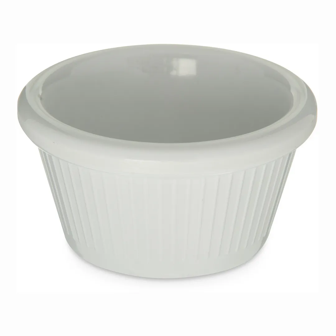 Carlisle S29202 Plastic Ramekin, 2 oz, 2‑13/16" Dia, Fluted White Melamine, NSF BPA‑Free