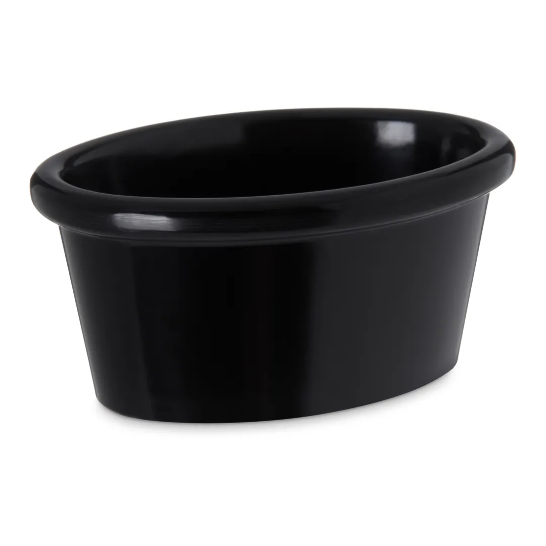 Carlisle S31003 2 oz Ramekin / Sauce Cup, 2-3/4" L x 2" W x 1-1/2" H, Black Melamine, NSF, BPA Free