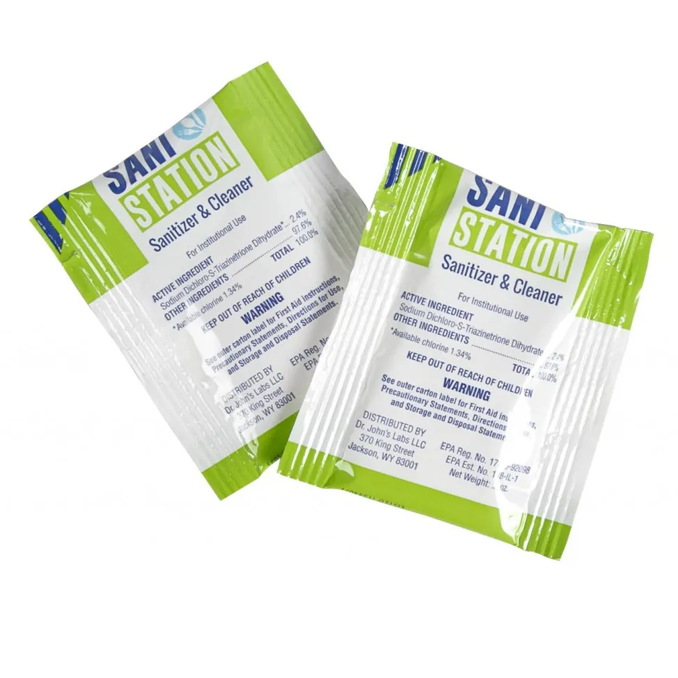 Carlisle SANIS05WS-100 Sani Station Sanitizer, 0.5 oz Packets, Chlorine Test Strips, Approved - 1/Pack