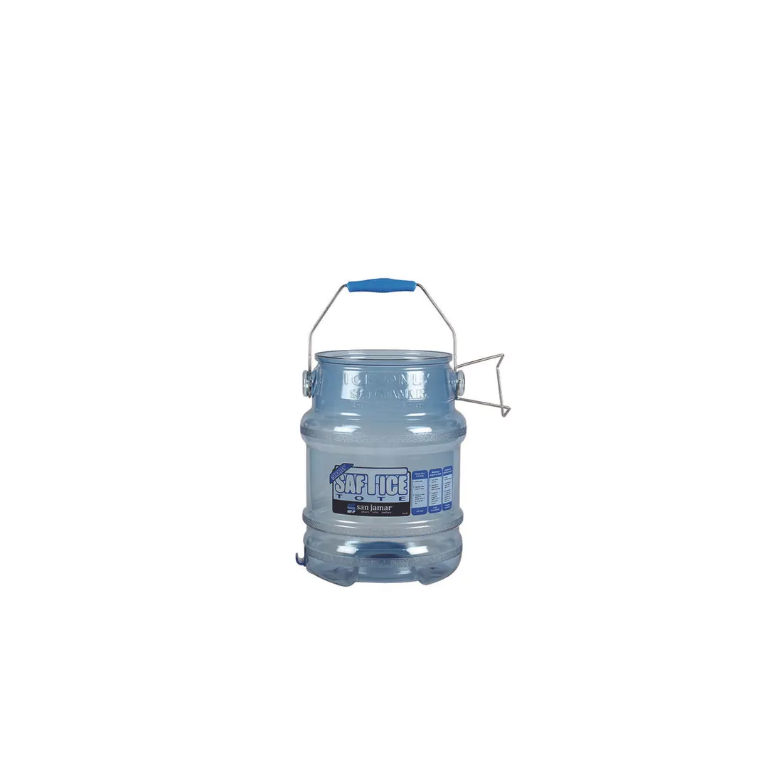Carlisle SI6100 - Saf‑T‑Ice® Shorty Ice Tote, 5‑Gallon Clear, Tri‑Grip Handle, HACCP Hanger, NSF