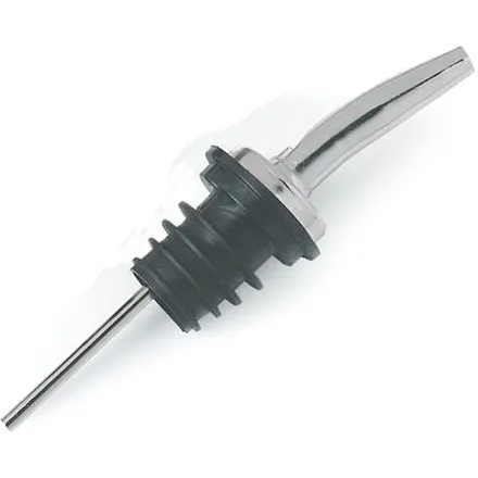 Carlisle WPM8538 Pour-Rite Liquor Pourer, Free-Flow Tapered Spout, Chrome Plated, SAN Construction, Black Spout
