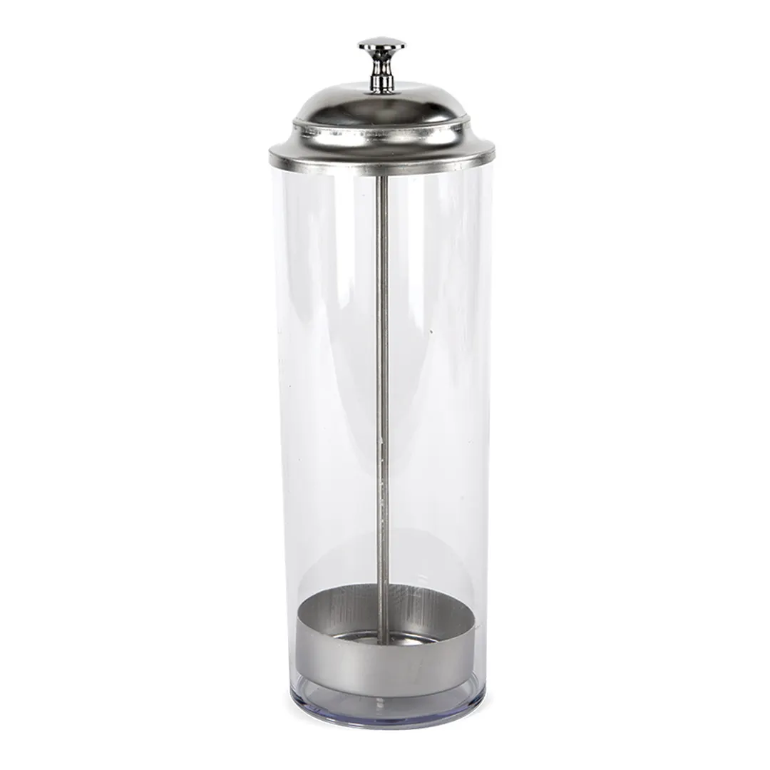 Concasse MCACCPOP01 Straw Dispenser – Clear Cylinder, 3-1/2" x 11" Plastic Housing, Lid Organizer