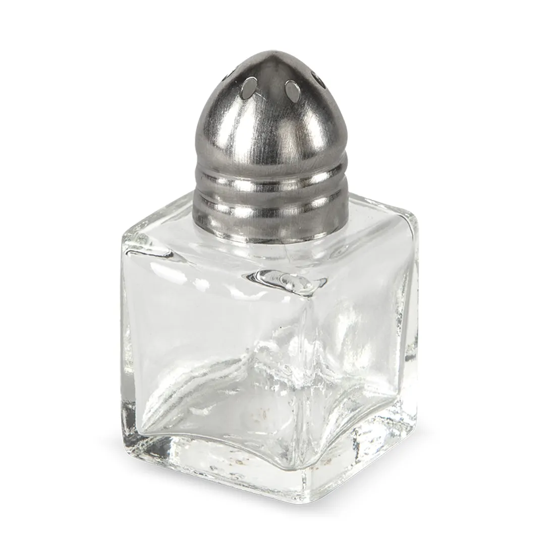 Concasse MCACCSAL05 Glass Salt Pepper Shaker, 0.5 oz Capacity, Square Single Shaker, Clear Glass