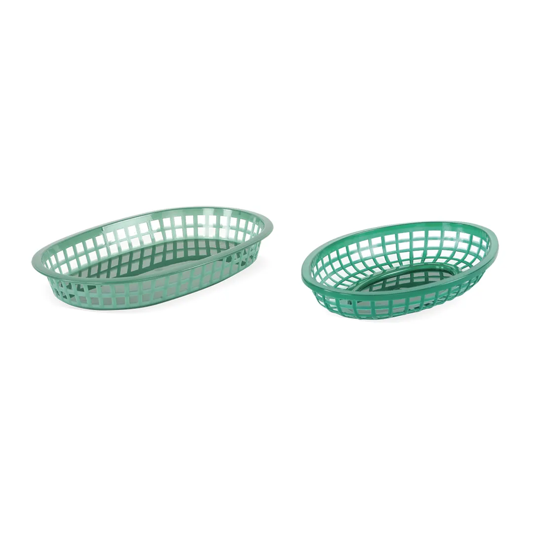 Concasse MCCANG - Oval Plastic Serving Basket, 10" x 6-3/4" x 2" Green, Perfect for Restaurant Use