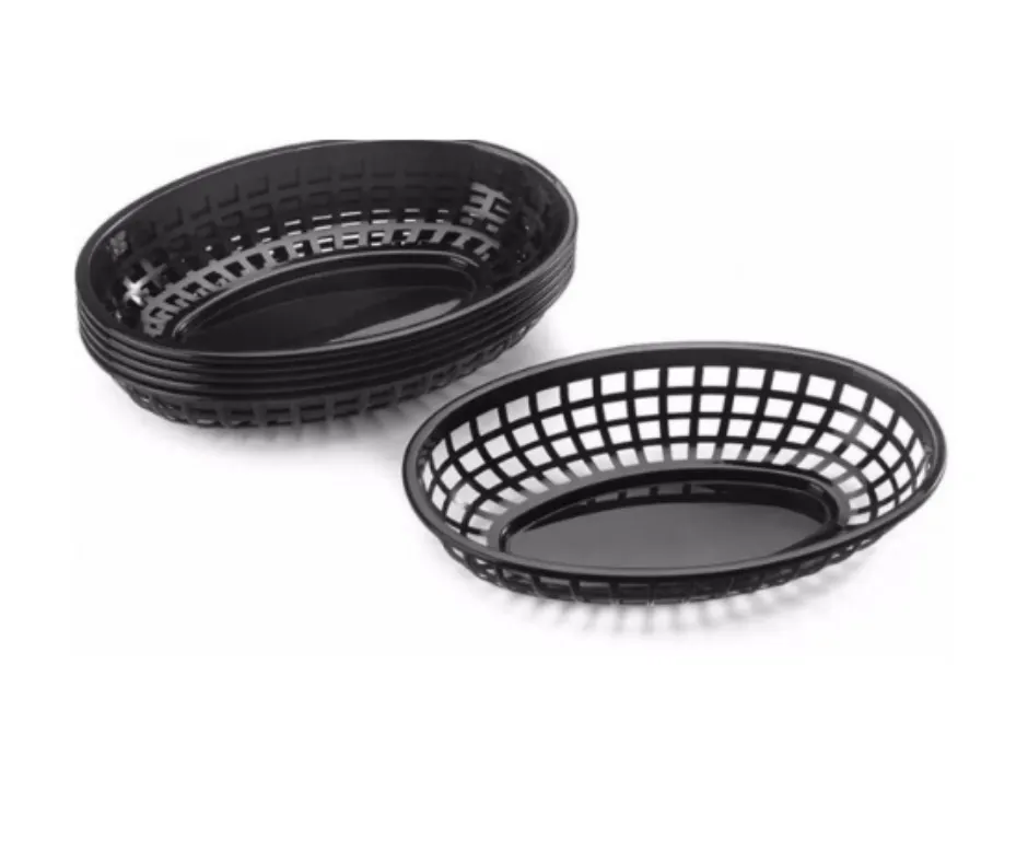 Concasse MCCANN - Oval Plastic Serving Basket, 10" W x 6-3/4" D x 2" H, Black Finish, Restaurant Use