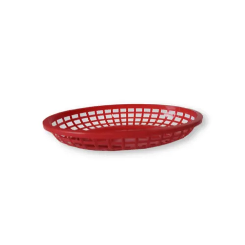 Concasse MCCANR Restaurant Food Serving Basket, Oval Plastic, Red, 10-1/4"W x 6-3/4"D x 2"H