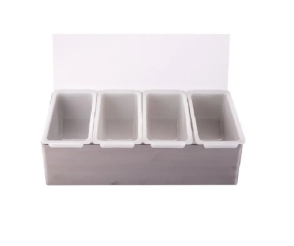 Concasse MCCB4BAI 4‑Compartment Stainless Steel Condiment Bar Holder, Server with Four Divisions