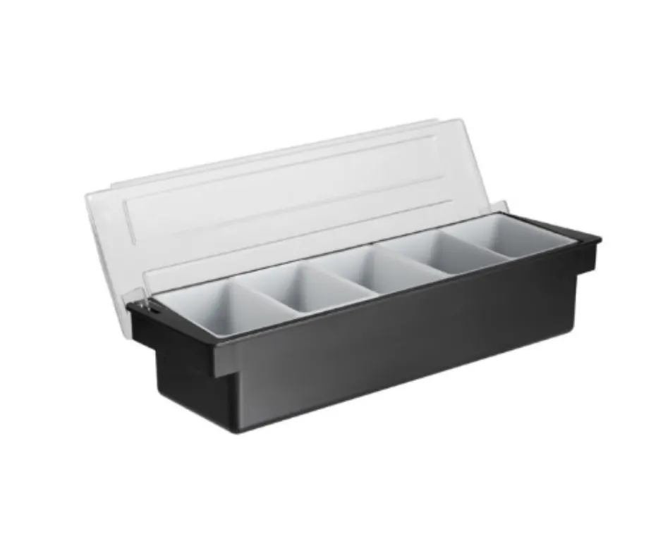 Concasse MCCB5B 5-Compartment Plastic Condiment Server Bar, Organizer for Sauces and Spreads