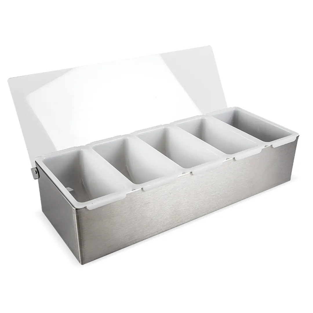 Concasse MCCB5BAI - Five‑Compartment Stainless Steel Condiment Bar, Server, Polished Finish - 1/Each