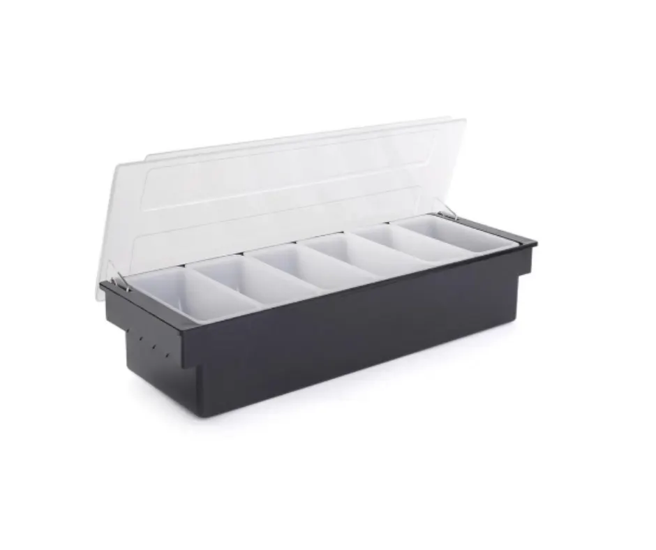 Concasse MCCB6B Condiment Server Bar, Six Plastic Divisions, Tabletop Organizer for Sauces
